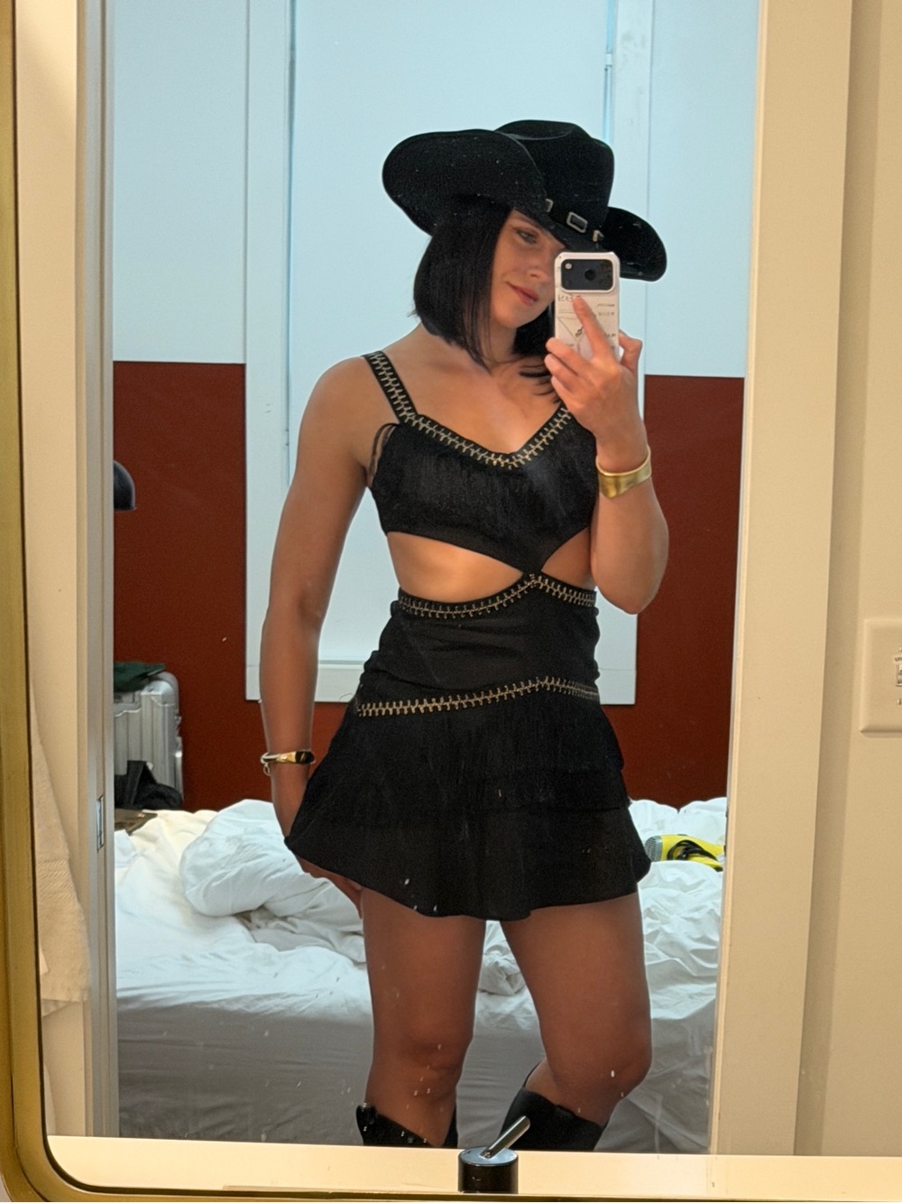 12th Tribe Black Fringe Cutout Mini Dress - Picture 4 of 4